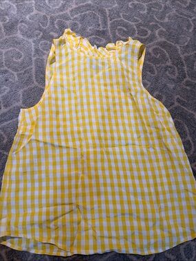J. Crew Yellow and White Gingham Ruffle-Neck Sleeveless Camisole